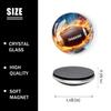 6 Pieces Fridge Magnets Refrigerator Glass Decorative Crystal Magnets for Kitchen Office Whiteboard,American Football Ball in Fire Pattern view 2