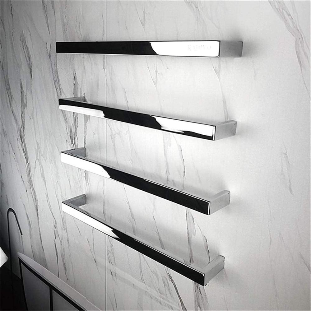 IKUMOK Towel Warmer, Hot Towel Warmer for Bathroom, Wall Mount Towel Warmer and Drying Rack Stainless Steel Electric Towel Rack 4 Square Bars