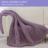Bigacogo Chunky Knit Throw Blanket for Couch, 40x40 inches, 100% Hand Knitted with Thick Jumbo Chenille Yarn, Cozy Soft Large Rope Knot Cable Crochet Blankets for Sofa Bed Living Room, Winter Grape view 3