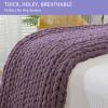 Bigacogo Chunky Knit Throw Blanket for Couch, 40x40 inches, 100% Hand Knitted with Thick Jumbo Chenille Yarn, Cozy Soft Large Rope Knot Cable Crochet Blankets for Sofa Bed Living Room, Winter Grape view 4