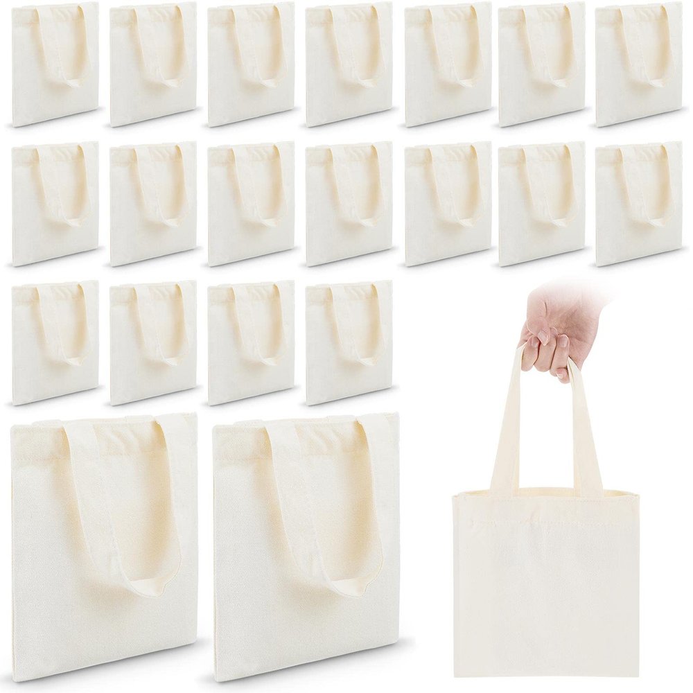 Amylove 72 Pcs Mini Tote Bag Sublimation Blank Canvas Tote Bags Reusable Grocery Luggage DIY Sack Goody for Party Even (10 x 10 Inch,Natural Color)