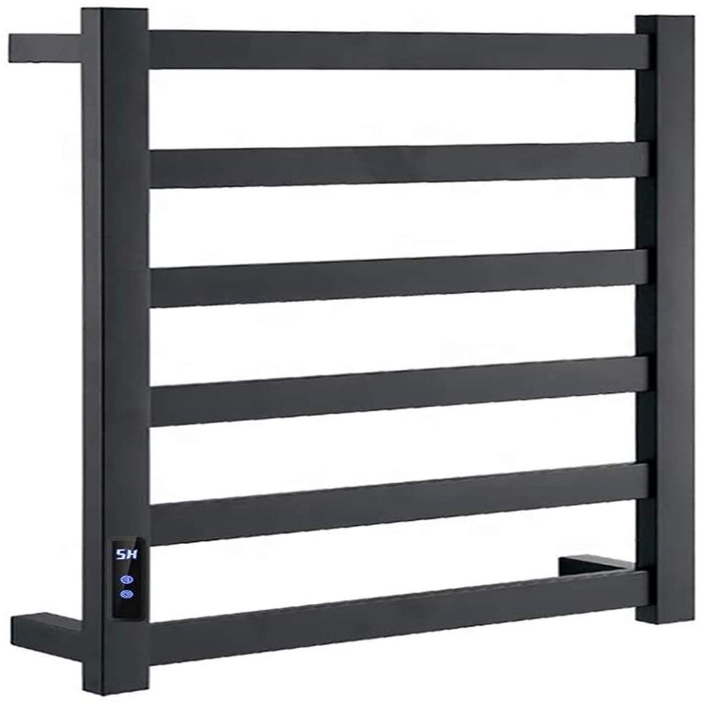 IKUMOK Electric Towel Warmer, Stainless Steel Heated Towel Rack, Wall Mount 6 Bar Heated Towel Rail with 18H Timer for Bathroom, Adjustable Temperature, Hardwired