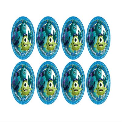ALMACENESADAN, 5124 Birthday Party Pack - Pack of 8 Cardboard Plates 19.5 cm (Monsters SA)