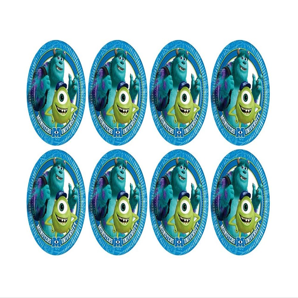 ALMACENESADAN, 5124 Birthday Party Pack - Pack of 8 Cardboard Plates 19.5 cm (Monsters SA)
