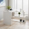 LUNIZ Computer Desks Home Office Desk White Corner Rotating L-Shaped Computer Desk with Bookshelf Multi-Functional Study Desk Workstation Home Office Table view 2