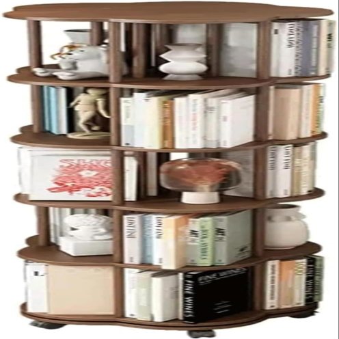 SoOSSN Bookshelf 360 Rotating Bookshelf Standing Bookcase Removable Rolling Bookcase Picture Book Book Shelf Organizer (Color : Walnut, Size : 48 * 157cm)
