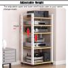 SRNSAEB 4 5 6 7 Tier Stereo Rack System Cabinet with Height-Adjustable Shelf & Wheels, Heavy Duty Stereo Components Rack Entertainment Stereo Components Organizer(4-Tier) view 4