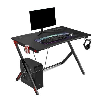 LUNIZ Computer Desks 45 Inch Gaming Desk Laptop Desk Desk Workstation with K-Shaped Adjustable Feet, Cup Holders and Headphone Hooks Home Office Table