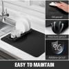 Dish Drying Mat for Kitchen Counter Super Absorbent Drainer Mats with Non-slip Rubber Backed Hide Stain Heat Resistant Easy to Clean Dish Rack Mat (Black, XL-31.5"x17") view 3