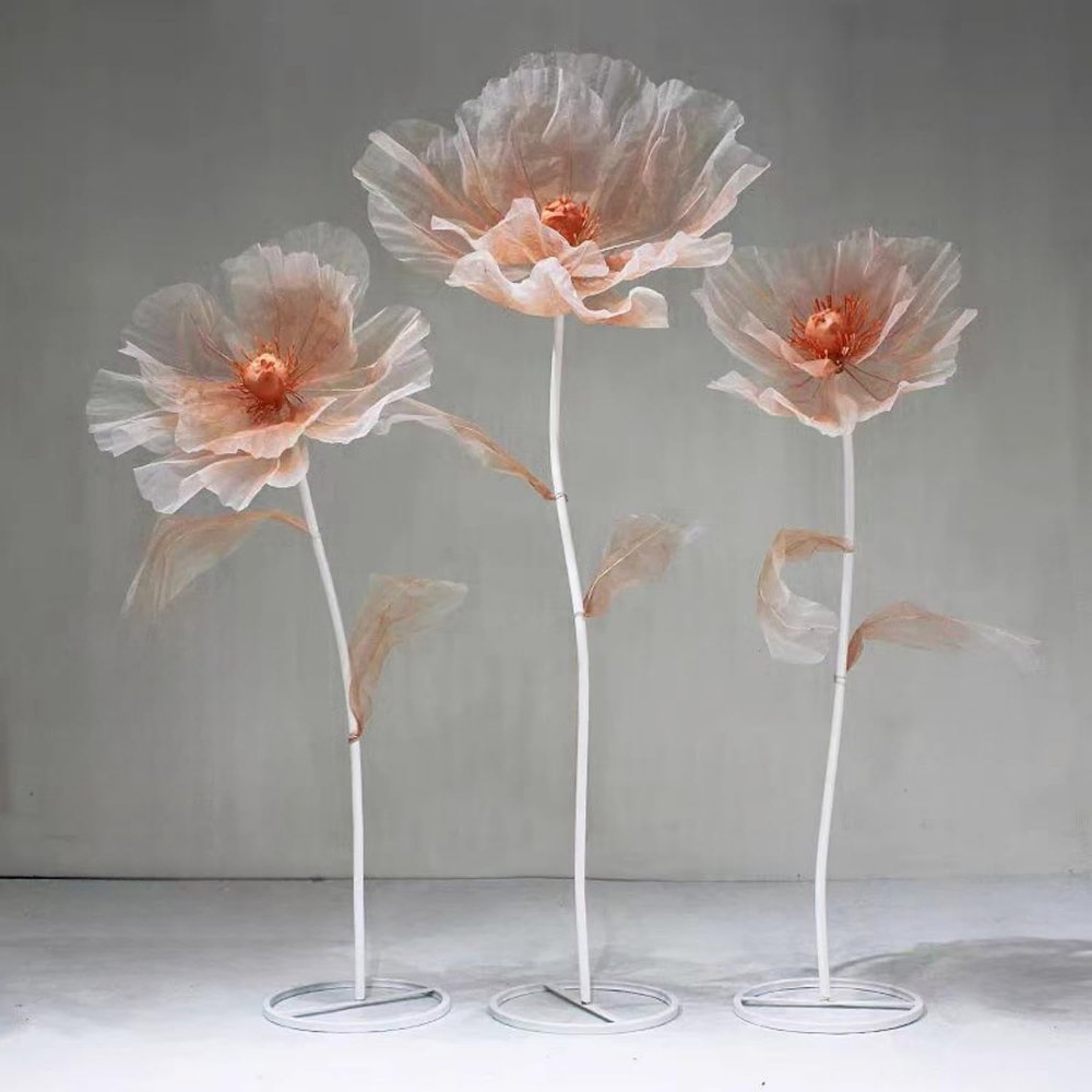 5.58ft Large Silk Artificial Flowers For Wedding Reception Props, Giant Flowers for Decoration, big flowers for Wedding Birthday Christmas Party Banquet, flores gigantes para decoracion, 3P*Champagne