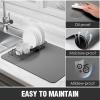 Dish Drying Mat for Kitchen Counter Super Absorbent Drainer Mats with Non-slip Rubber Backed Hide Stain Heat Resistant Easy to Clean Dish Rack Mat (Gray, M-16"x18") view 3