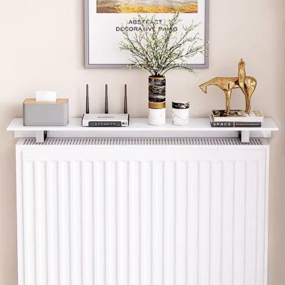 GXHYSW Universal Radiator Shelves, Slimline White Radiator Cover Dust-Proof Maximize Space, Aluminum Alloy Radiator Shelf Width 14.5cm with 6cm Bracket, No Drilling Required,55cm