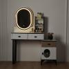 Haibinsuo Vanity Desk with Lights, Large Makeup Vanity with Storage Shelves, 3 Drawers, 3 Color Lighting Modes, Brightness Adjustable Dressing Table for Bedroom, White White US Plug view 3