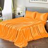Twin Size Sheet Set - 6 Piece - Hotel Luxury Satin Silk Bed Sheets - 18 Inches Deep Pocket - Breathable & Cooling - Orange - Flat Sheet, Fitted Sheet & 4 Pillowcases view 2