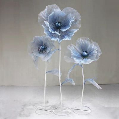 5.58ft Large Silk Artificial Flowers For Wedding Reception Props, Giant Flowers for Decoration, big flowers for Wedding Birthday Christmas Party Banquet, flores gigantes para decoracion, 3P*Blue