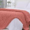 Bigacogo Chunky Knit Throw Blanket for Couch, 51x63 inches, 100% Hand Knitted with Thick Jumbo Chenille Yarn, Cozy Soft Large Rope Knot Cable Crochet Blankets for Sofa Bed Living Room, Antique Red view 1