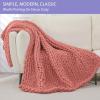 Bigacogo Chunky Knit Throw Blanket for Couch, 51x63 inches, 100% Hand Knitted with Thick Jumbo Chenille Yarn, Cozy Soft Large Rope Knot Cable Crochet Blankets for Sofa Bed Living Room, Antique Red view 3