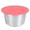 Refillable Coffee Capsule Pod, Stainless Steel with Silicone Lid, Reusable Filter Cup for Coffee Maker, Red view 1