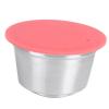 Refillable Coffee Capsule Pod, Stainless Steel with Silicone Lid, Reusable Filter Cup for Coffee Maker, Red view 2