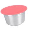 Refillable Coffee Capsule Pod, Stainless Steel with Silicone Lid, Reusable Filter Cup for Coffee Maker, Red view 4