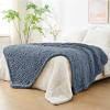 Bigacogo Chunky Knit Throw Blanket for Couch, 51x63 inches, 100% Hand Knitted with Thick Jumbo Chenille Yarn, Cozy Soft Large Rope Knot Cable Crochet Blankets for Sofa Bed Living Room, Cold Sea Blue view 1
