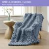 Bigacogo Chunky Knit Throw Blanket for Couch, 51x63 inches, 100% Hand Knitted with Thick Jumbo Chenille Yarn, Cozy Soft Large Rope Knot Cable Crochet Blankets for Sofa Bed Living Room, Cold Sea Blue view 3