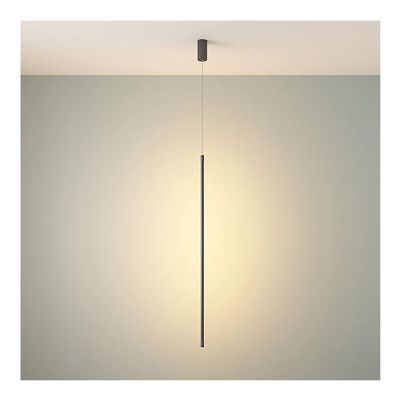 DXYC Modern Black Linear Pendant Light - 12W LED Minimalist Long Tube Hanging Lamp, Nordic Strip Suspension Lighting Fixtures for Bedroom, Study, Living Room, Bar, KTV, Hotel(3000K)