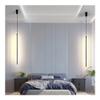 DXYC Modern Black Linear Pendant Light - 12W LED Minimalist Long Tube Hanging Lamp, Nordic Strip Suspension Lighting Fixtures for Bedroom, Study, Living Room, Bar, KTV, Hotel(3000K) view 3