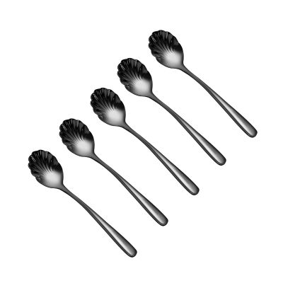 ANAIUCY Scoop Set of 5 Ice Cream Spoons - 304 Stainless Steel Dessert Spoons, Stirring Coffee Spoons Creative Exquisite Small Spoons 6.0 Inch Soup Spoon (Color : A)