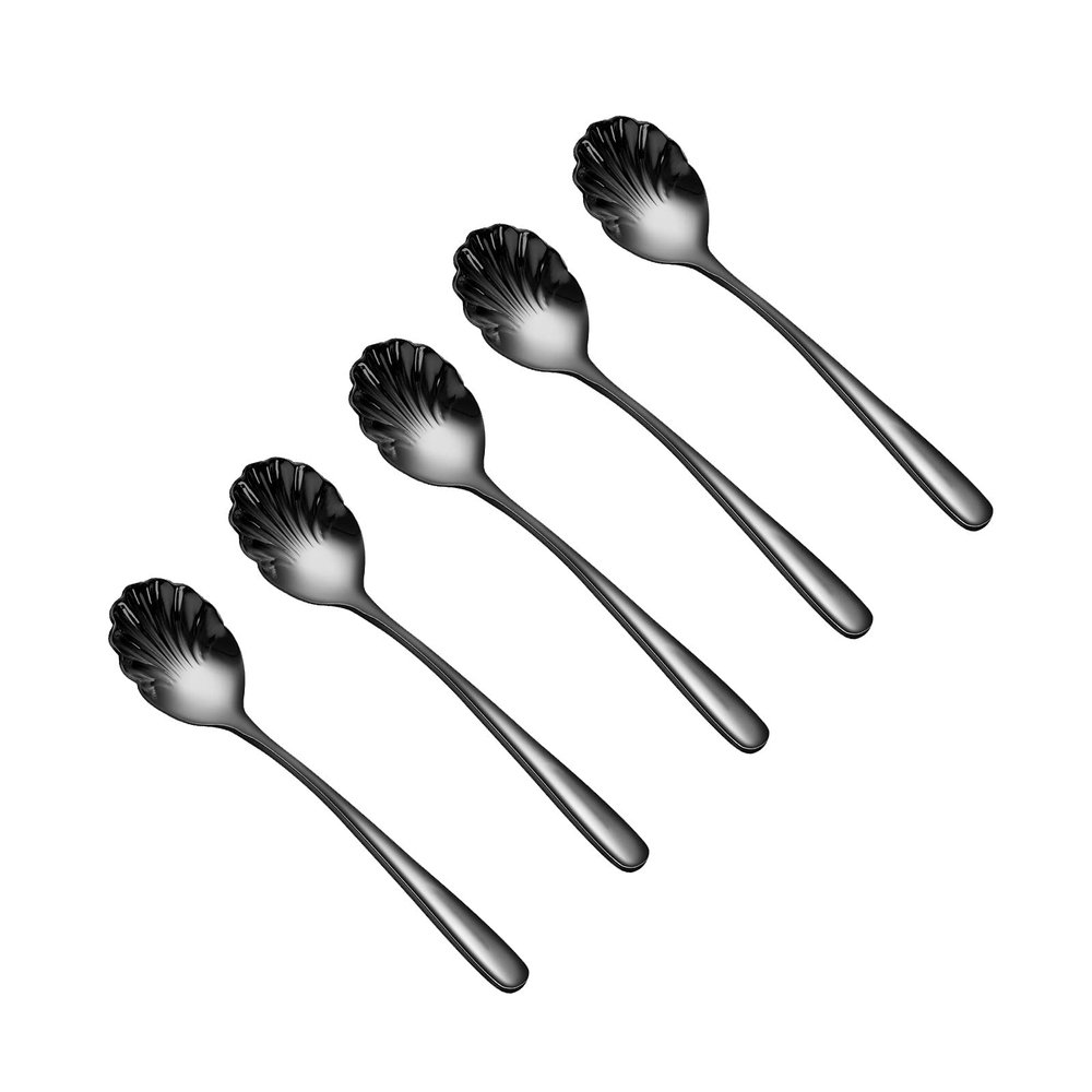 ANAIUCY Scoop Set of 5 Ice Cream Spoons - 304 Stainless Steel Dessert Spoons, Stirring Coffee Spoons Creative Exquisite Small Spoons 6.0 Inch Soup Spoon (Color : A)