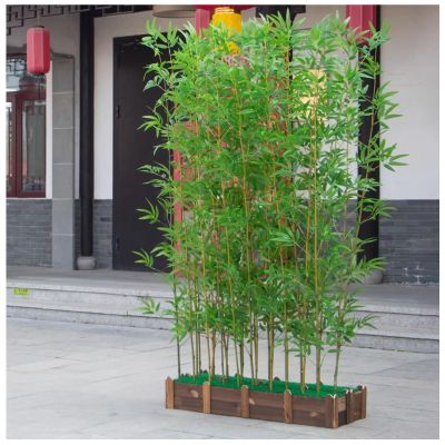 Floor Plant Decor Outdoor Artificial Simulation Bamboo Tree 100 120 150 180 cm Tall, Room Divider for Entrance Halls, Fake Plants with Wood Base, Yard Studio Office Patio ( Color : 1.5m Tall , Size :