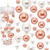 UDU 10150 Pcs Vase Filler Floating Pearls for Vases No Hole Mixed Sizes Faux Pearls for Centerpiece Home Party Wedding Decor, 8/14/20 mm (White, Rosegold) view 1