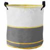 Abstract 16.5x17 Inch Laundry Basket Waterproof Round Laundry Hamper with Handles Collapsible Storage Bin Modern Art Luxury Grey Yellow Stripes Dirty Clothes Hampers Toy Organizer Boxes for Bedroom view 1