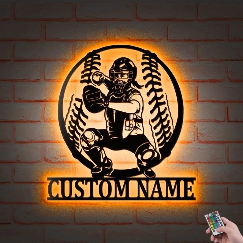 HIEPDECORSIGN Decor Sign, Custom Softball Girl V1 Metal Wall Art, Personalized Player Name Metal Wall Decor, Softball Fan Decoration Hanging for Home