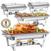 Chafing Dishes for Buffet 4 Pack, 9QT Stainless Steel Chafing Dish Buffet Set for Party, Chafers and Buffet Food Warmers Sets with 4 Full & 4 Half Pans view 1