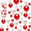UDU 10150 Pcs Vase Filler Floating Beads No Hole Faux Pearls for Vase Mixed Sizes Round Pearls for Home Party Wedding Decor, 8/14/20 mm (White,Red) view 1