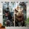 18TH CROZY Dinosaur Blackout Curtains for Girls Boy Home Decor, 3D Jurassic Dino Nature Animals World Grommet Thermal Insulated Drapes Darkening Window Curtain for Bedroom Living Room, 72 x 63 Inch view 2