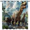 18TH CROZY Dinosaur Blackout Curtains for Girls Boy Home Decor, 3D Jurassic Dino Animal Safari Wildlife Grommet Thermal Insulated Drapes Darkening Window Curtain for Bedroom Living Room, 63 x 63 Inch view 1