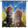 18TH CROZY Cute Cat Blackout Curtains for Girls Boy Home Decor, Lovely Kitten Cartoon Animal Flower Grommet Thermal Insulated Drapes Darkening Window Curtain for Bedroom Living Room, 72 x 63 Inch view 1