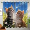 18TH CROZY Cute Cat Blackout Curtains for Girls Boy Home Decor, Lovely Kitten Cartoon Animal Flower Grommet Thermal Insulated Drapes Darkening Window Curtain for Bedroom Living Room, 72 x 63 Inch view 2