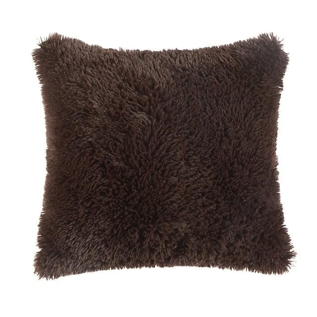 SEDLAV Decorative Pillow, 19x19 Inches, Faux Fur, Brown, Luxury Home Accent