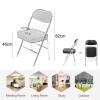 JDXQBLD Folding Chairs Indoor-Easy to Clean Visitor Conference Temporary Seat Foldable Chairs Pu Seat-Patio Chairs Metal Frame Foldable Chair for Desk Home Garden Office Computer Desk Stool (Grey X4) view 2