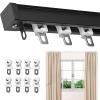 Aluminium Curtain Single Tracks Curtain Rail Ceiling Track Curtain Pole Holders Wall Mount Heavy Duty Mute Curtain Rods System Suitable for Room Partitions and Bay Windows, 3 Colors ( Color : Black , view 1