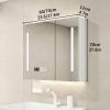 Led bathroom mirror with storage,Wall-mounted wooden medicine cabinet with defogger,bathroom vanity mirror smart medicine cabinet with 3 color lights,time display,touch control,Paper extraction hole ( view 2