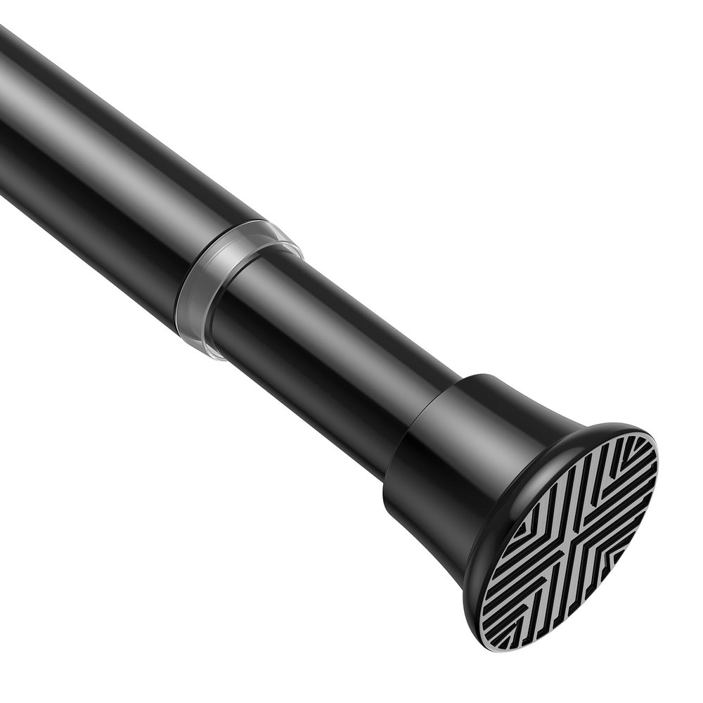 AIZESI Tension Rod 24 to 46 Inch, 1Pcs Black Tension Curtain Rod, Adjustable Spring Tension Rod No Drilling for windowkitchenclosetdoorway