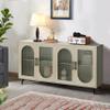 Accent Storage Cabinet Sideboard Media TV Console TV Stand with 4 Glass Doors & Adjustable Shelf & Metal Legs for Living Room Dining Room Hallway Entryway (Antique Gold) view 4