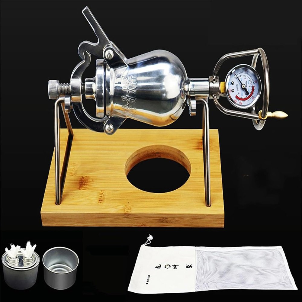 Hebralytic Hand Popcorn Machine, High Pressure Popcorn Maker, Chinese Traditional Old-Fashioned Popcorn Poppers, Stainless Steel Mini Popcorn Cannon Popcorn Pot(360ML)
