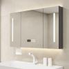 Mirrored medicine cabinets for bathroom with LED lights,Wall-mounted wooden medicine cabinet with defogger,bathroom vanity mirror with 3 color lights,time display,touch control,Paper extraction hole ( view 1