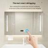 Mirrored medicine cabinets for bathroom with LED lights,Wall-mounted wooden medicine cabinet with defogger,bathroom vanity mirror with 3 color lights,time display,touch control,Paper extraction hole ( view 4