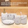 Pasuihcay Bathroom Accessories Set, 5 Pieces Bath Ensemble, Bath Set Collection Marble Pattern Soap Dispenser Pump, Toothbrush Holder, Soap Dish, Gold & White view 2